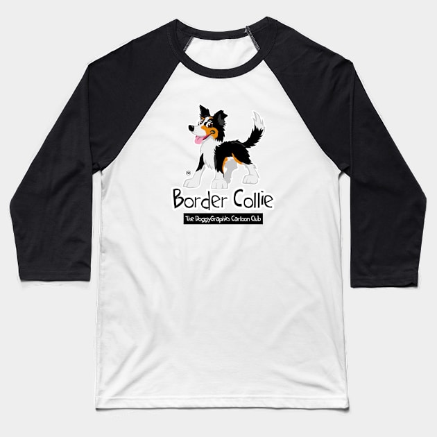 CartoonClub Border Collie - Tricolor Baseball T-Shirt by DoggyGraphics